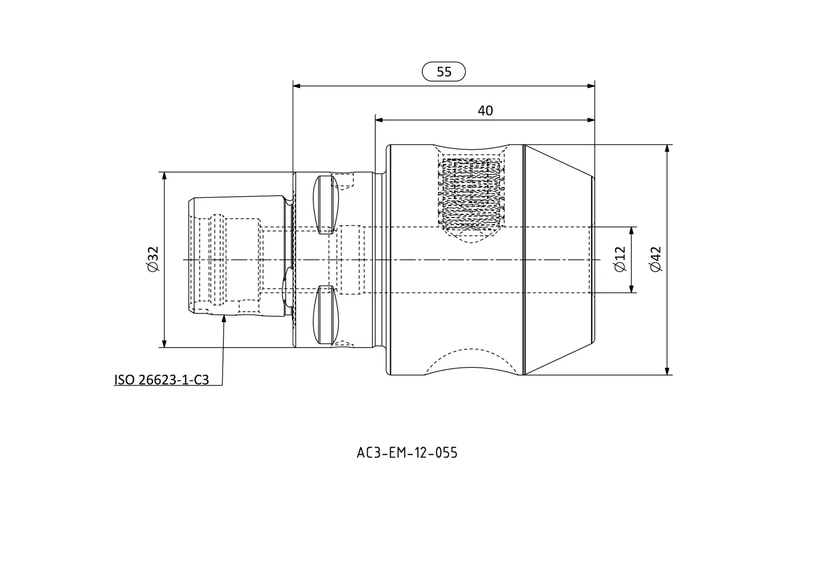 AC3-EM-12-055 &mdash; dimensioned drawing