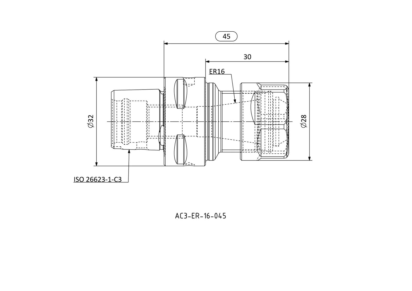 AC3-ER-16-045 &mdash; dimensioned drawing