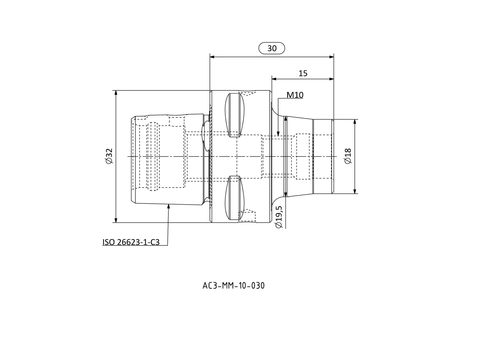 AC3-MM-10-030 &mdash; dimensioned drawing