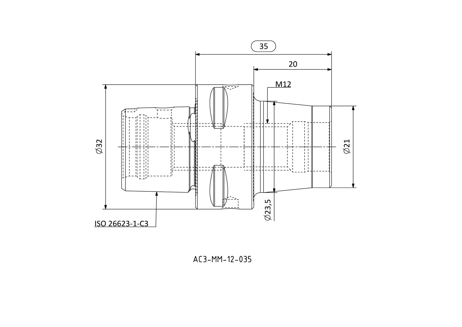 AC3-MM-12-035 &mdash; dimensioned drawing