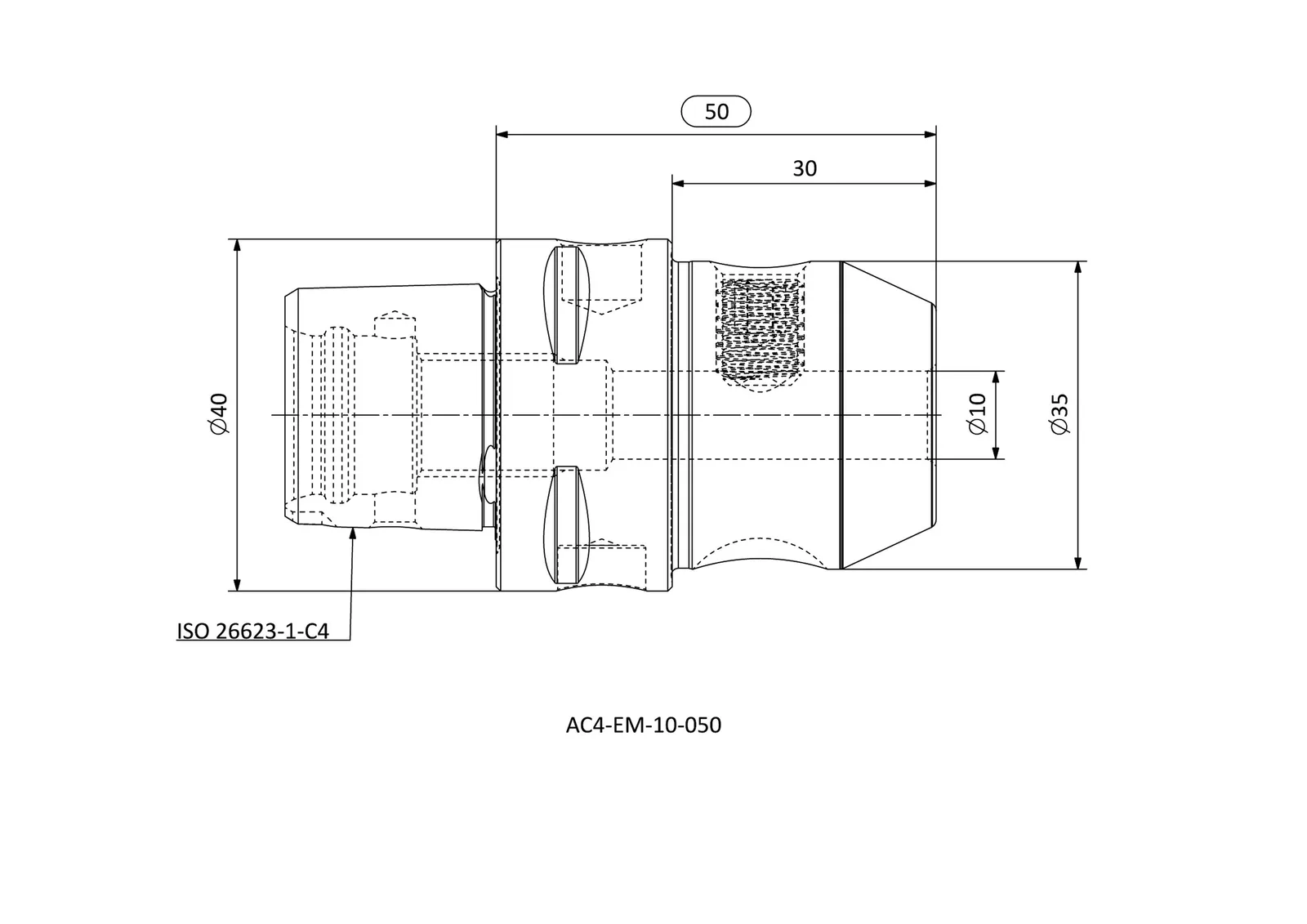 AC4-EM-10-050 &mdash; dimensioned drawing