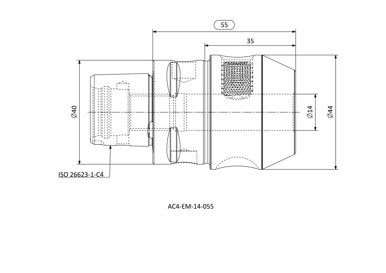 AC4-EM-14-055 &mdash; dimensioned drawing