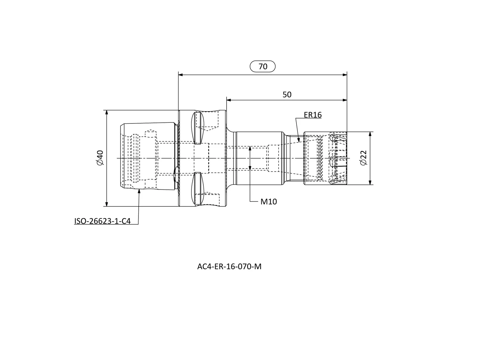 AC4-ER-16-070-M &mdash; dimensioned drawing