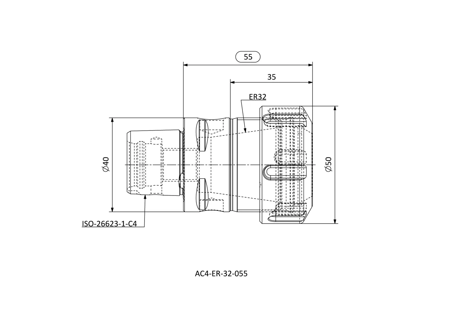 AC4-ER-32-055 &mdash; dimensioned drawing