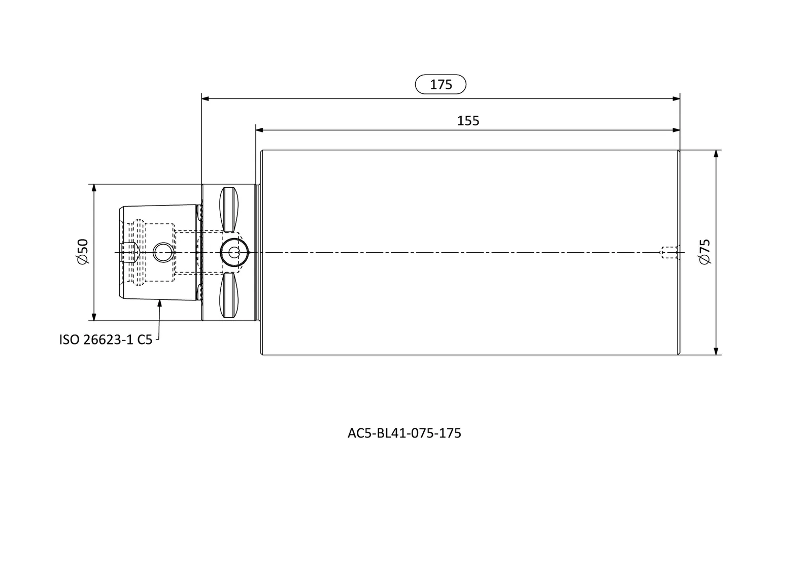 AC5-BL41-075-175 &mdash; dimensioned drawing