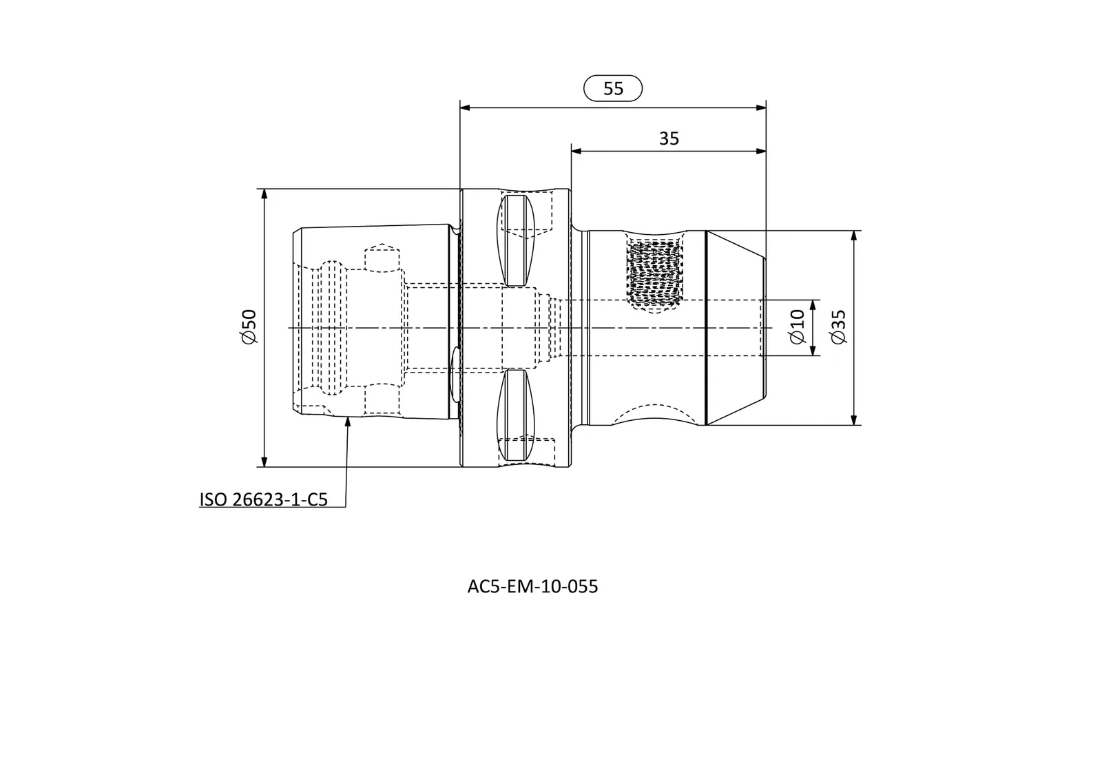 AC5-EM-10-055 &mdash; dimensioned drawing