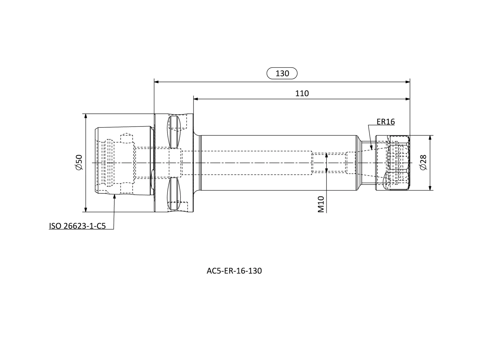 AC5-ER-16-130 &mdash; dimensioned drawing