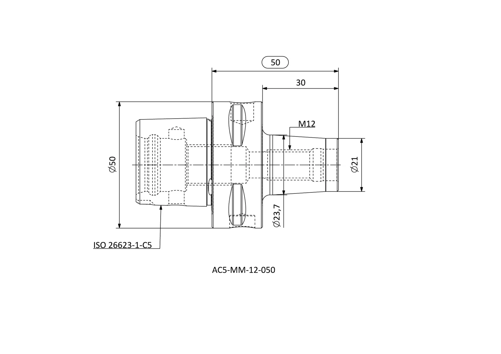 AC5-MM-12-050 &mdash; dimensioned drawing