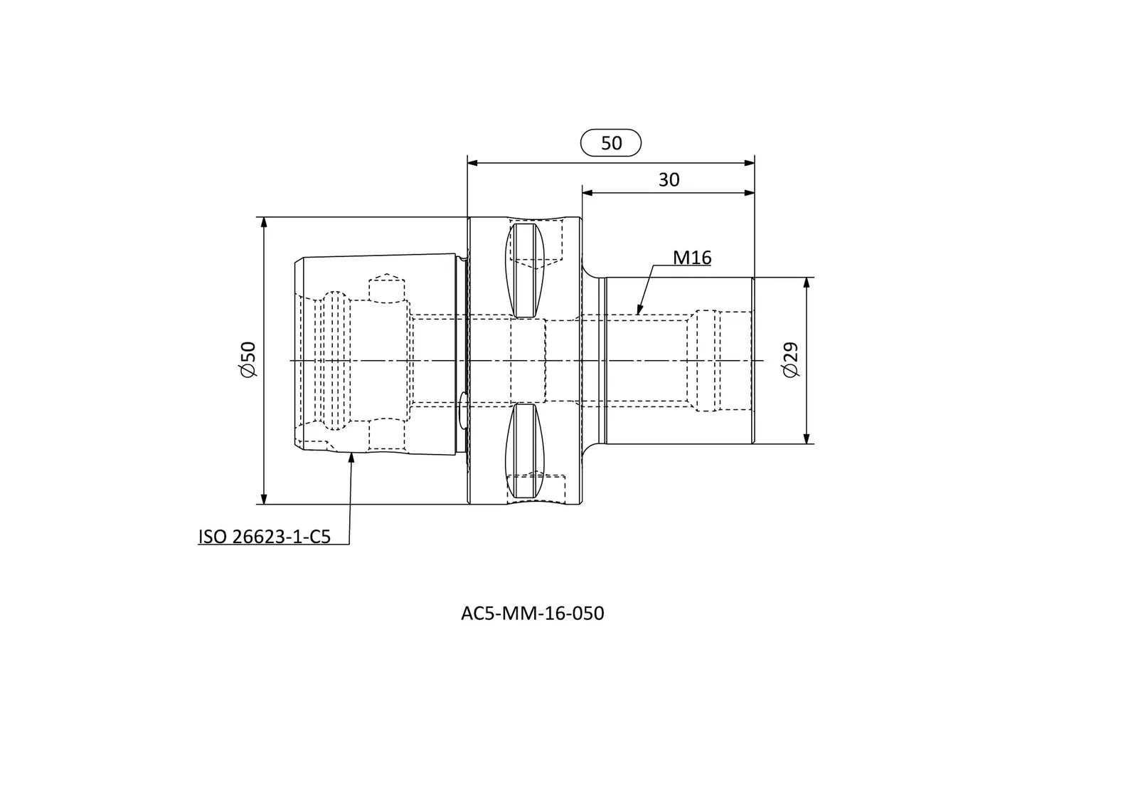 AC5-MM-16-050 &mdash; dimensioned drawing