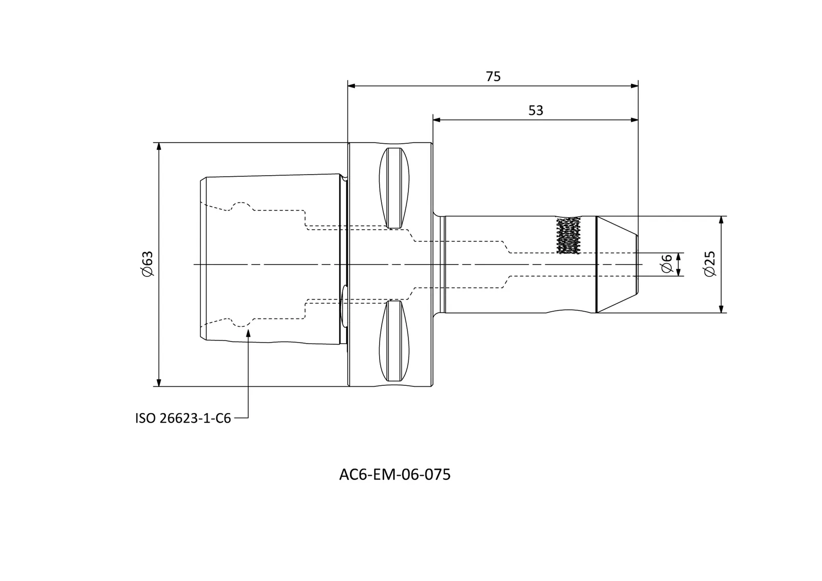 AC6-EM-06-075 &mdash; dimensioned drawing