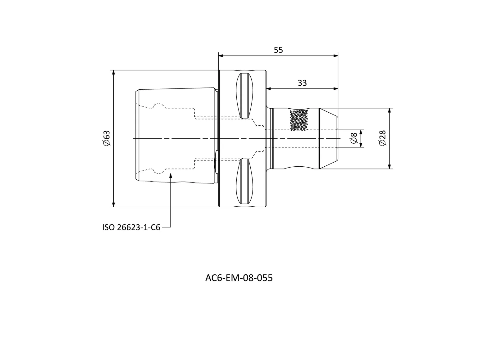 AC6-EM-08-055 &mdash; dimensioned drawing