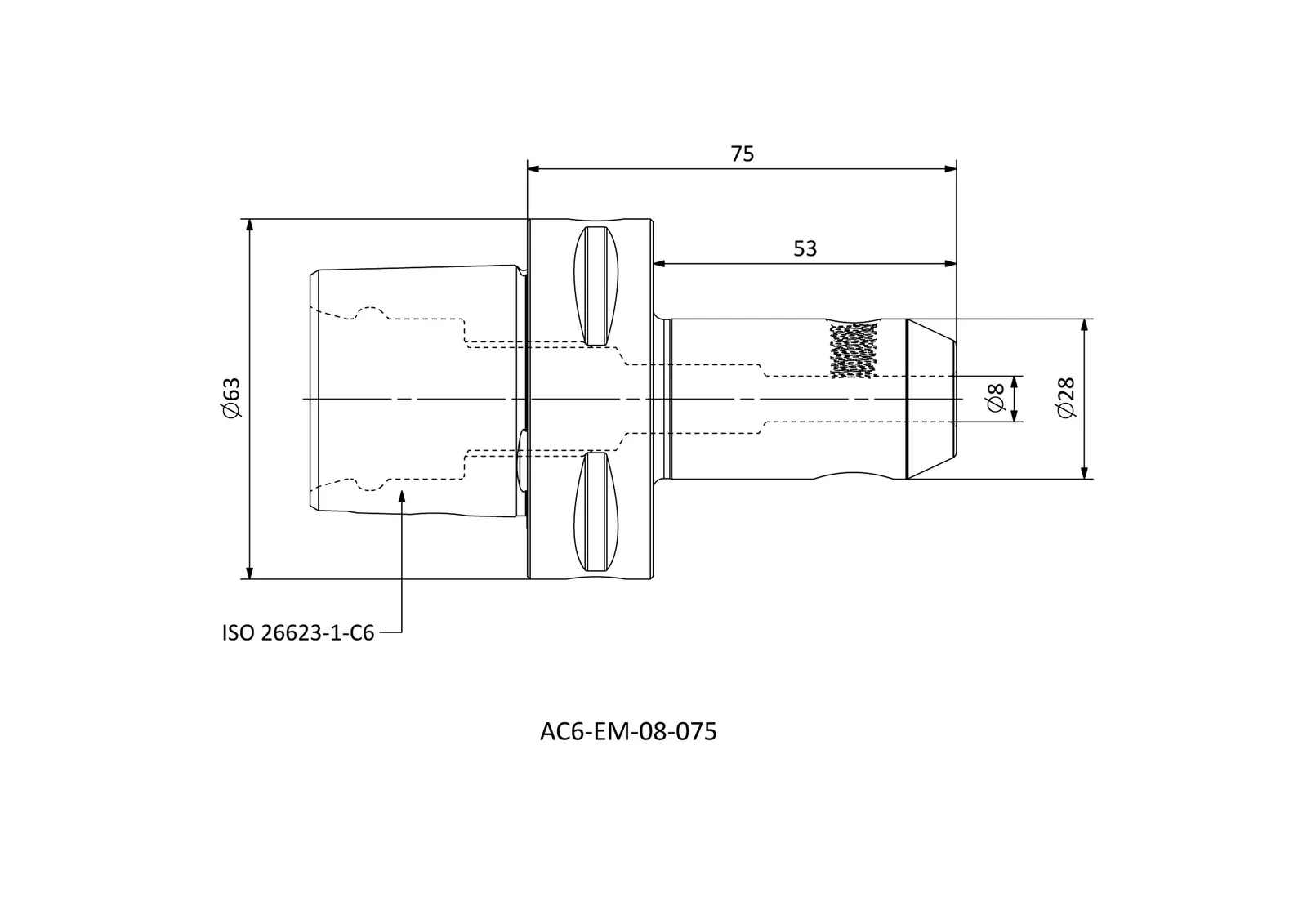 AC6-EM-08-075 &mdash; dimensioned drawing