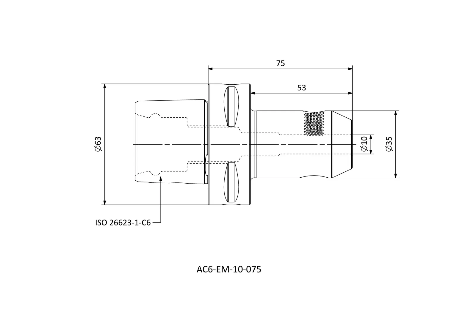 AC6-EM-10-075 &mdash; dimensioned drawing