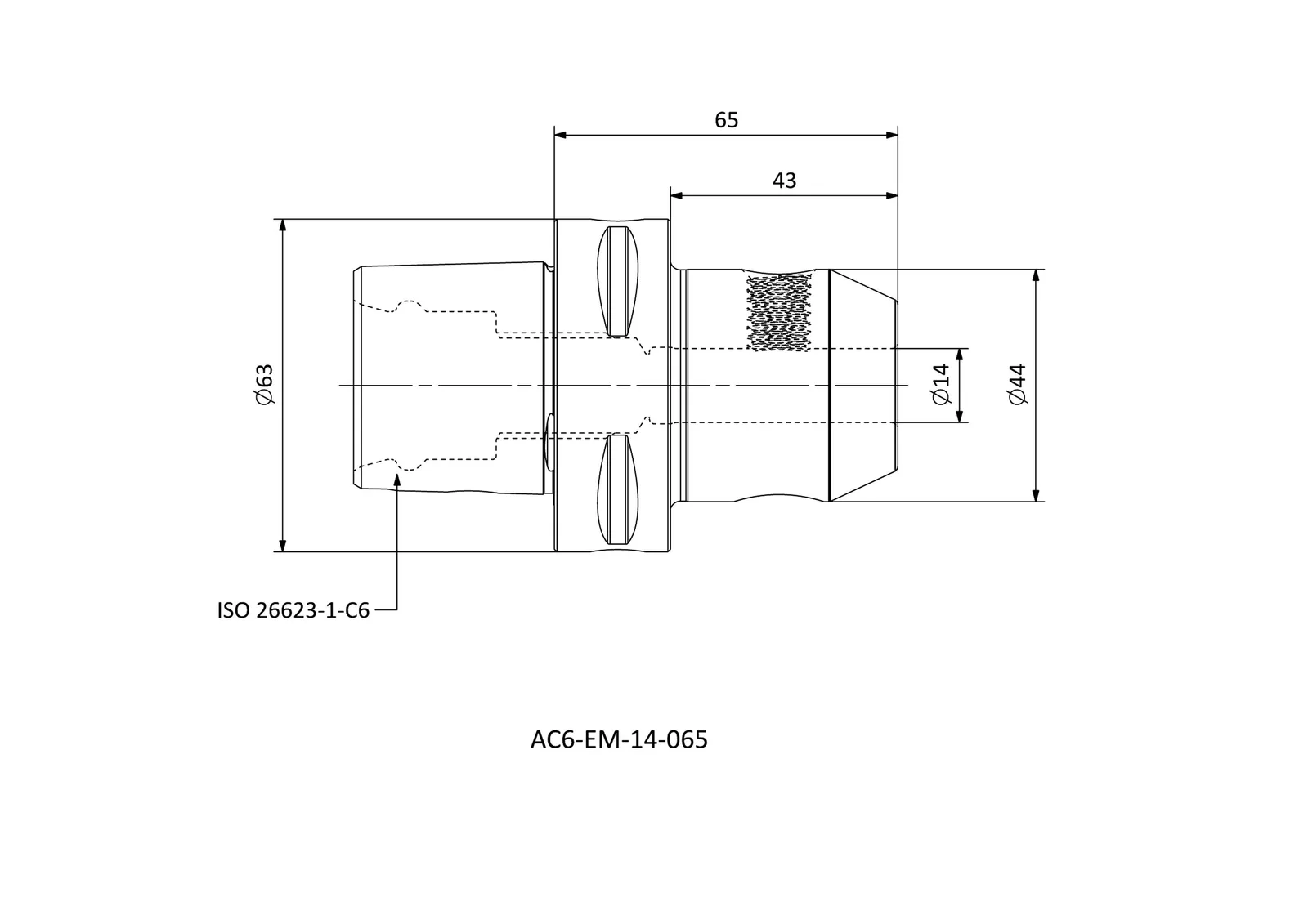 AC6-EM-14-065 &mdash; dimensioned drawing