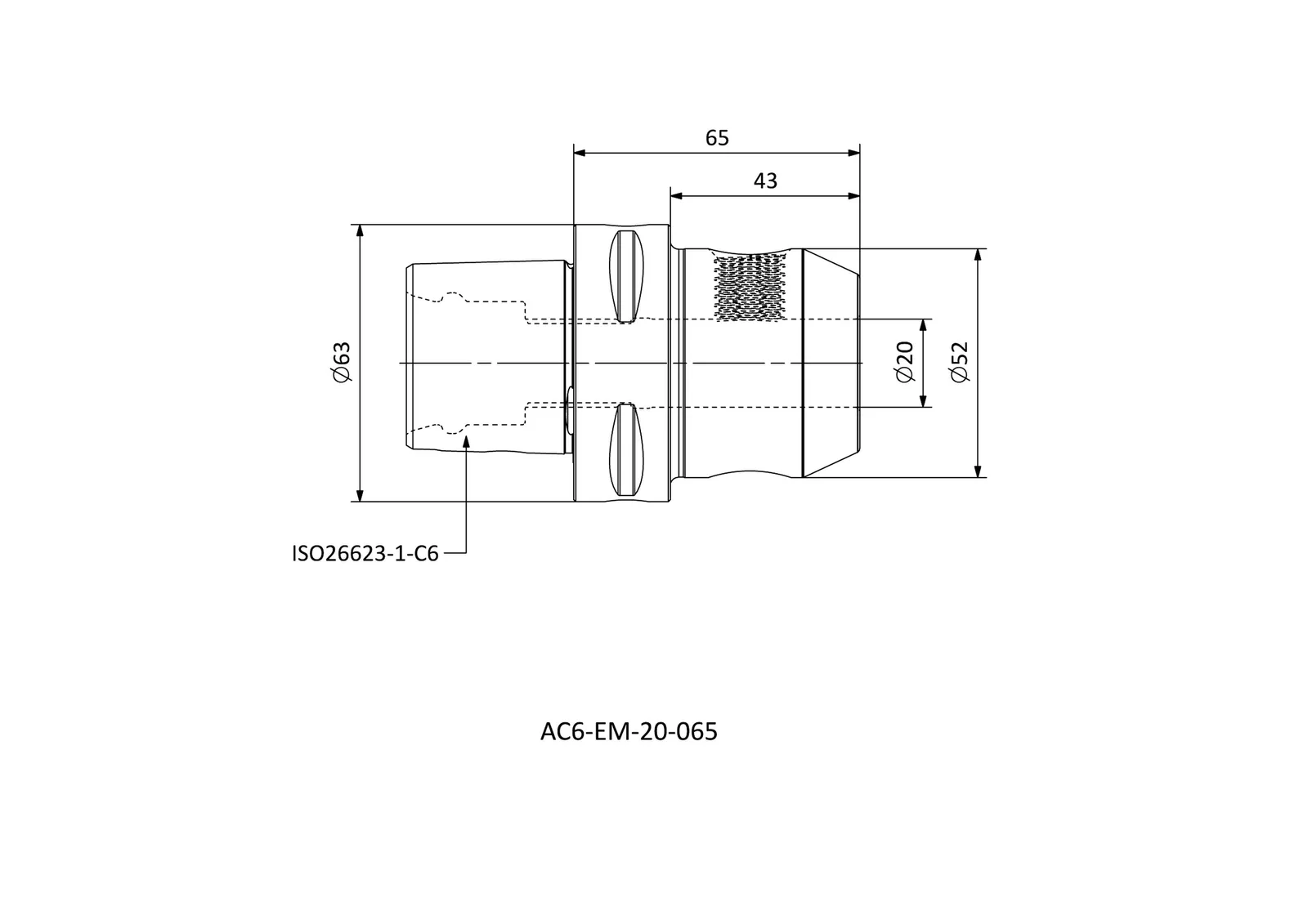 AC6-EM-20-065 &mdash; dimensioned drawing