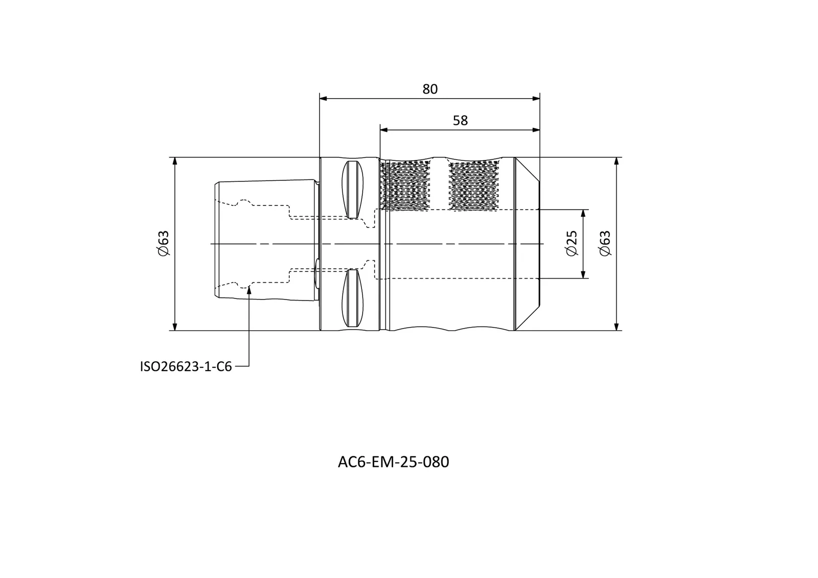 AC6-EM-25-080 &mdash; dimensioned drawing