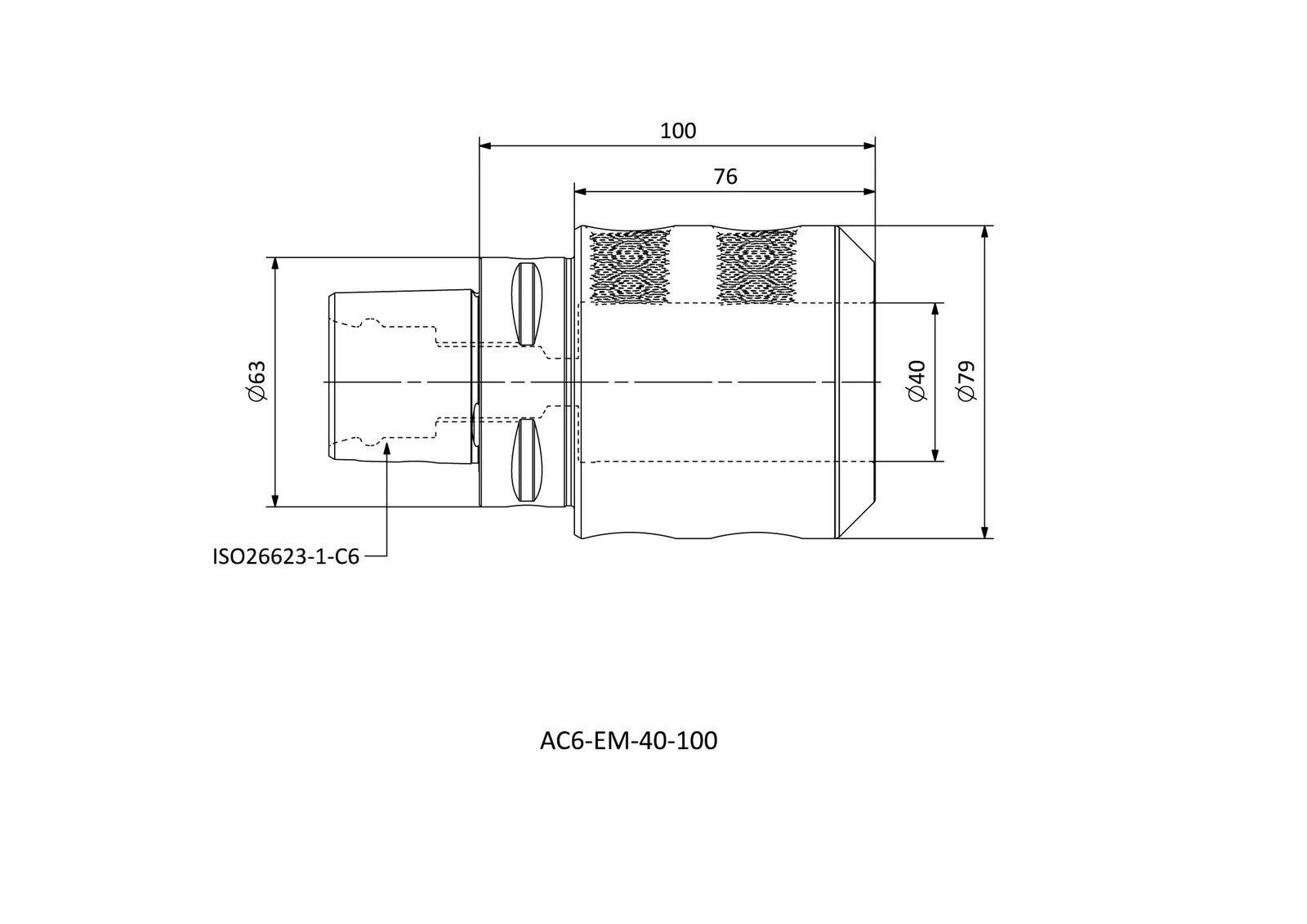 AC6-EM-40-100 &mdash; dimensioned drawing