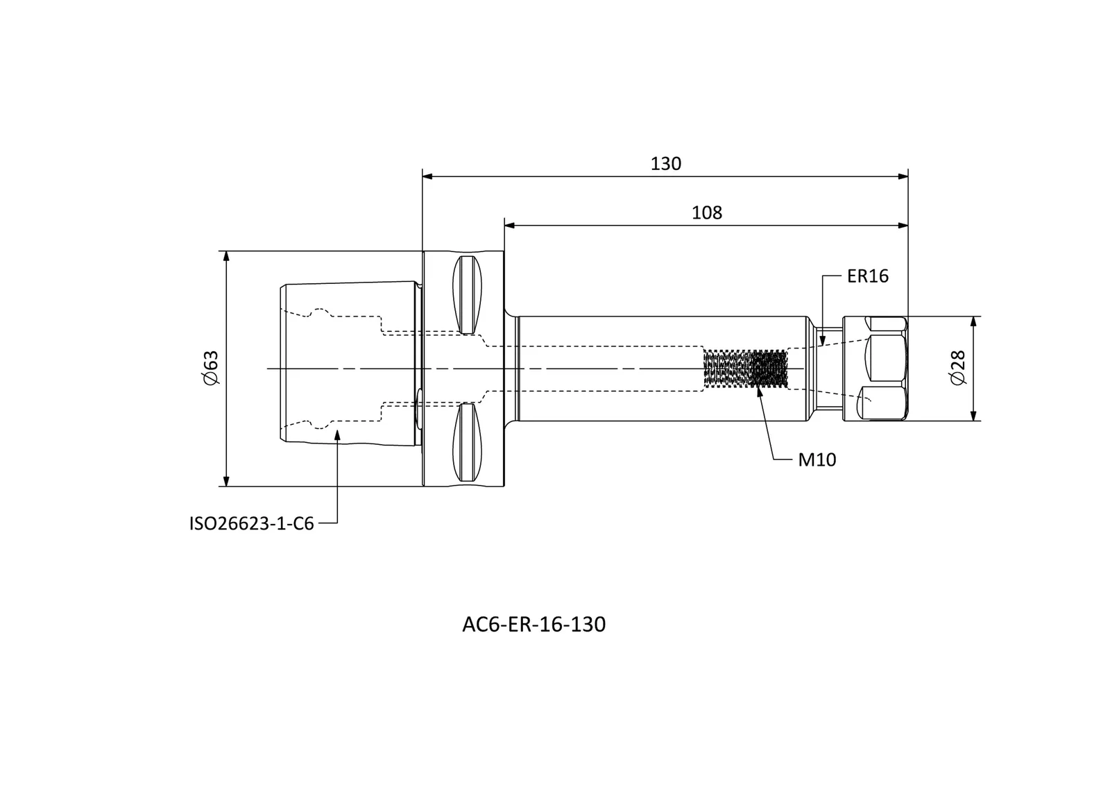 AC6-ER-16-130 &mdash; dimensioned drawing
