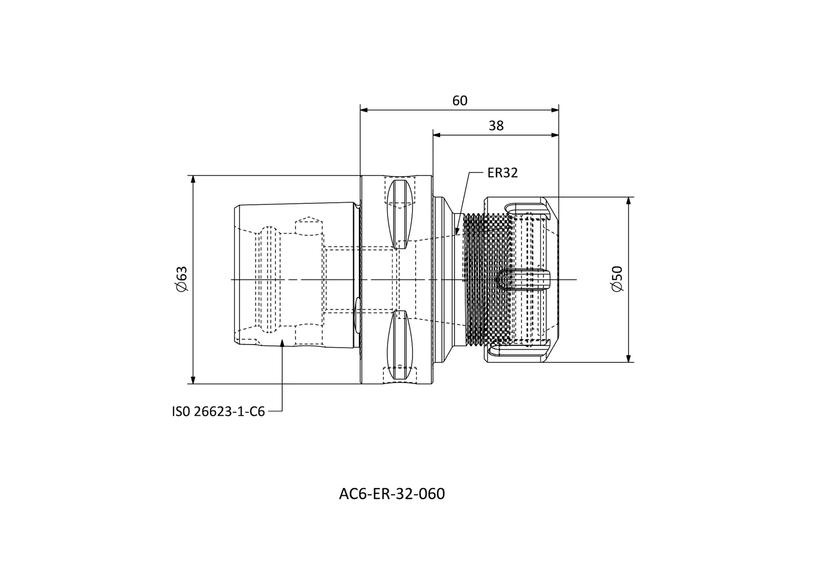 AC6-ER-32-060 &mdash; dimensioned drawing