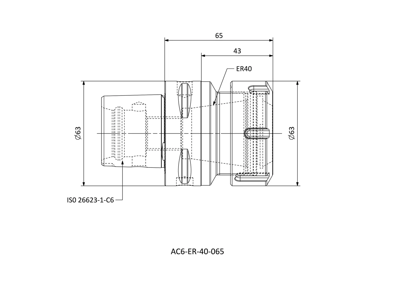 AC6-ER-40-065 &mdash; dimensioned drawing