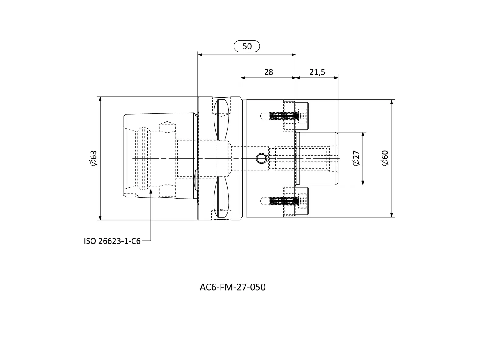 AC6-FM-27-050 &mdash; dimensioned drawing