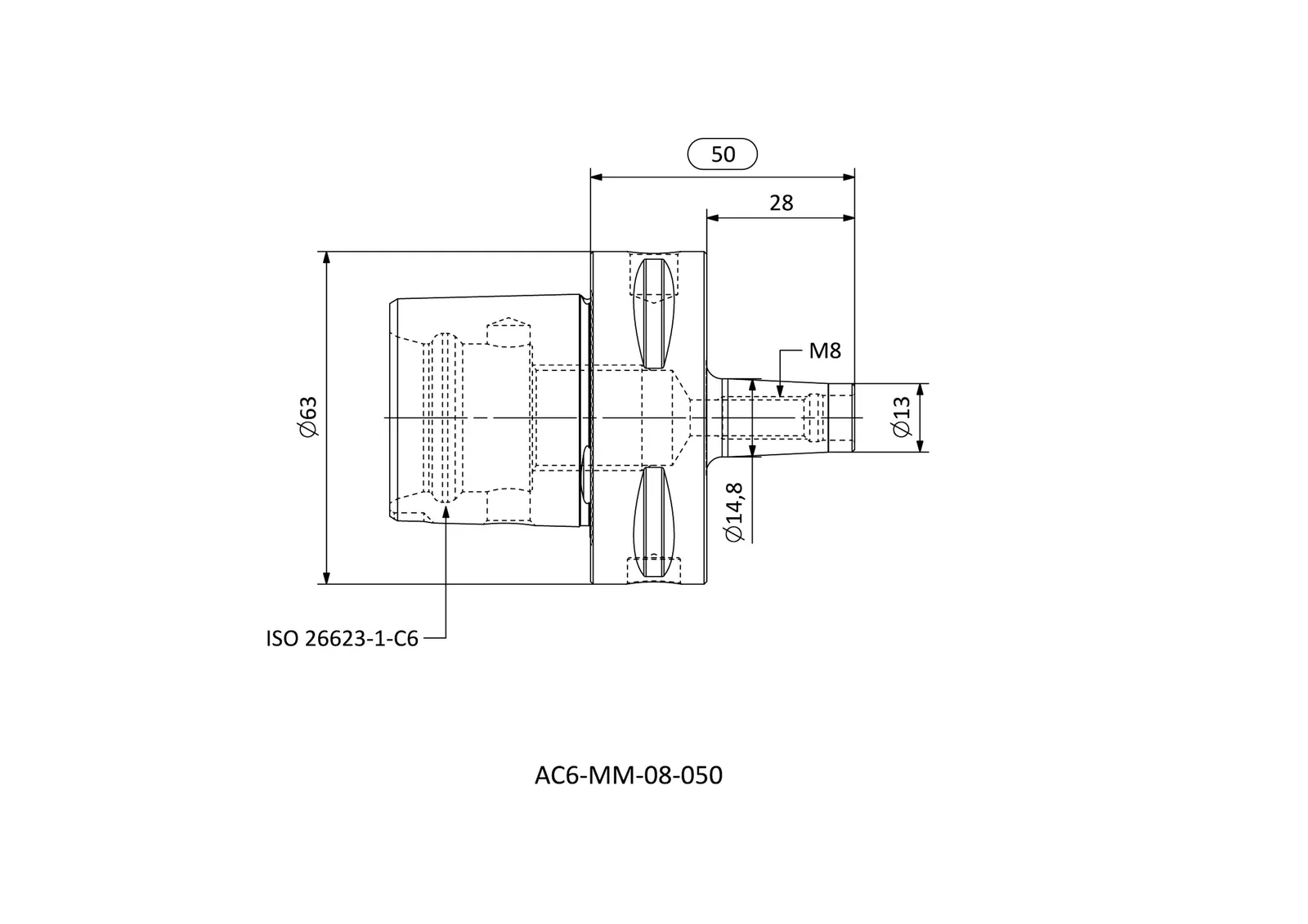 AC6-MM-08-050 &mdash; dimensioned drawing