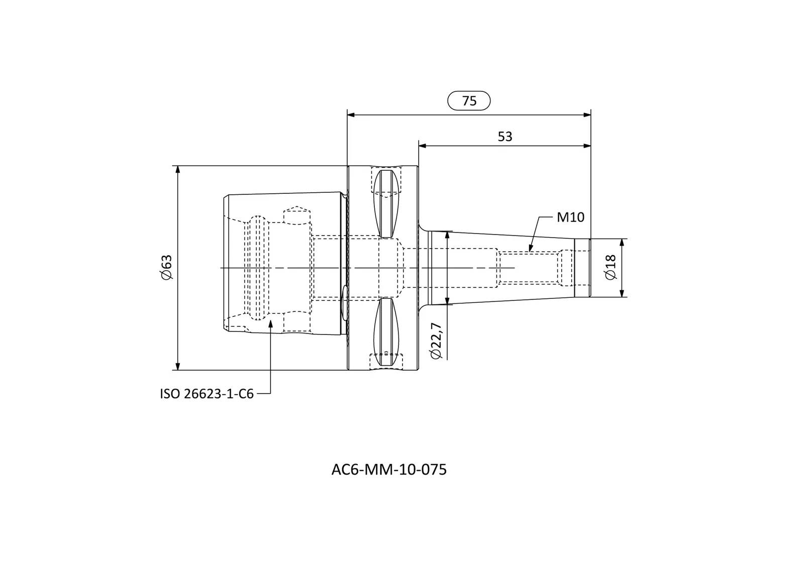 AC6-MM-10-075 &mdash; dimensioned drawing