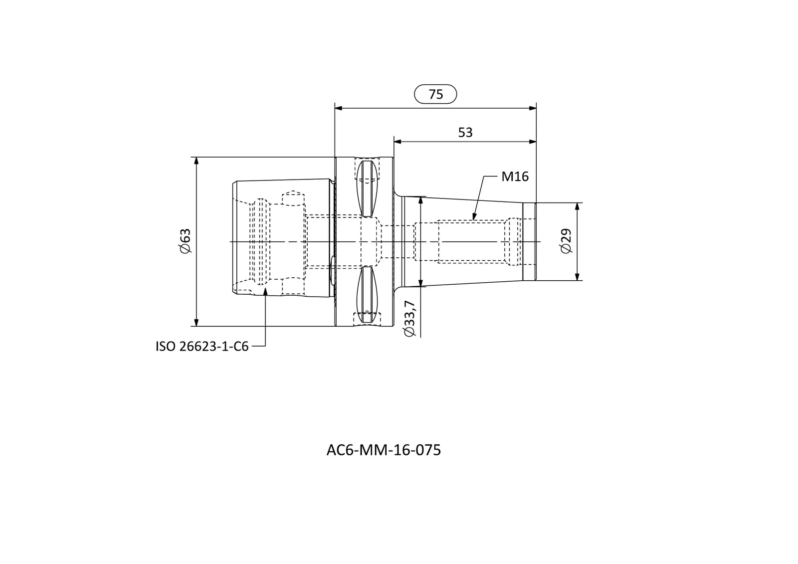 AC6-MM-16-075 &mdash; dimensioned drawing