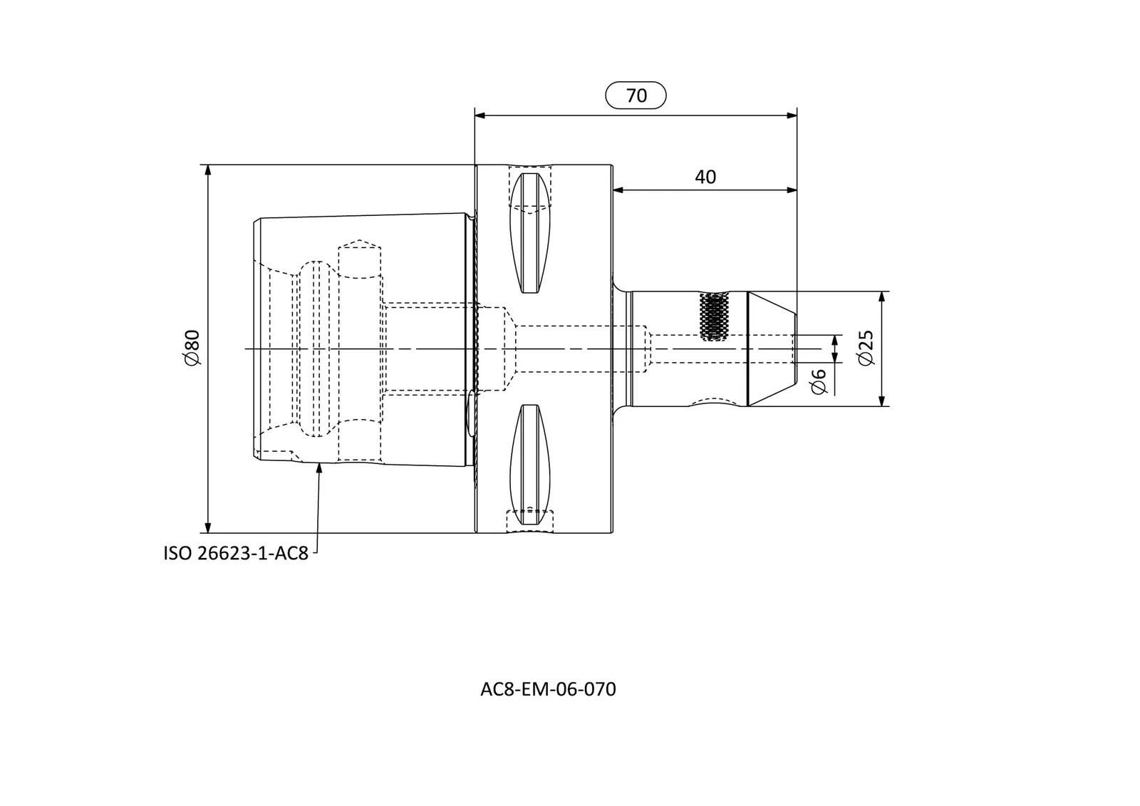 AC8-EM-06-070 &mdash; dimensioned drawing