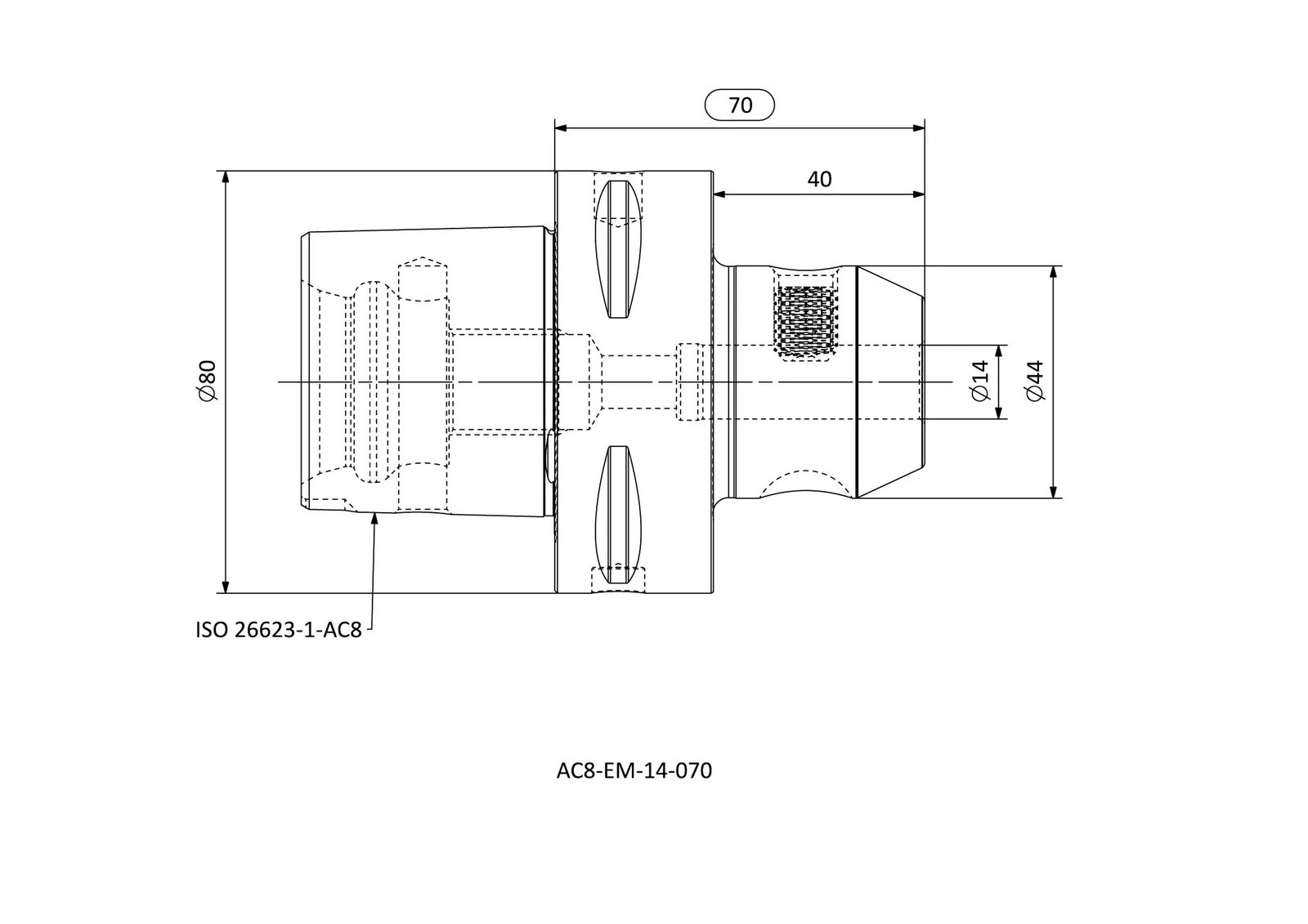 AC8-EM-14-070 &mdash; dimensioned drawing