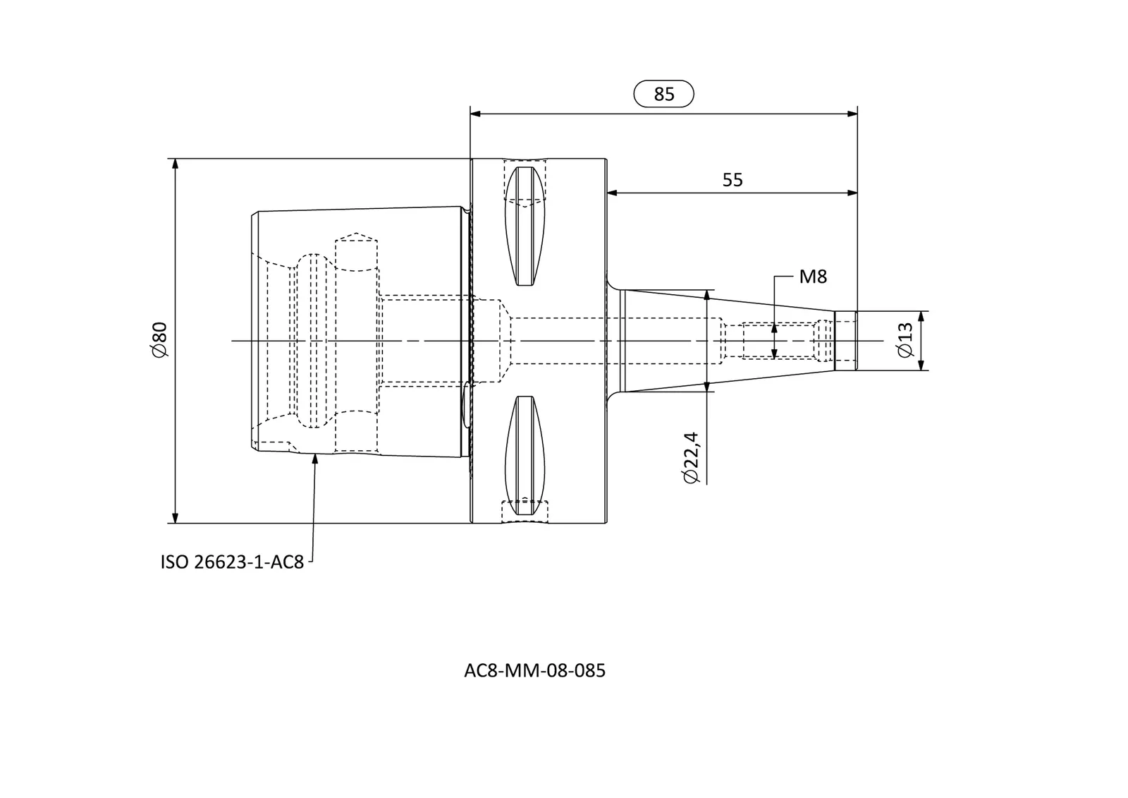 AC8-MM-08-085 &mdash; dimensioned drawing