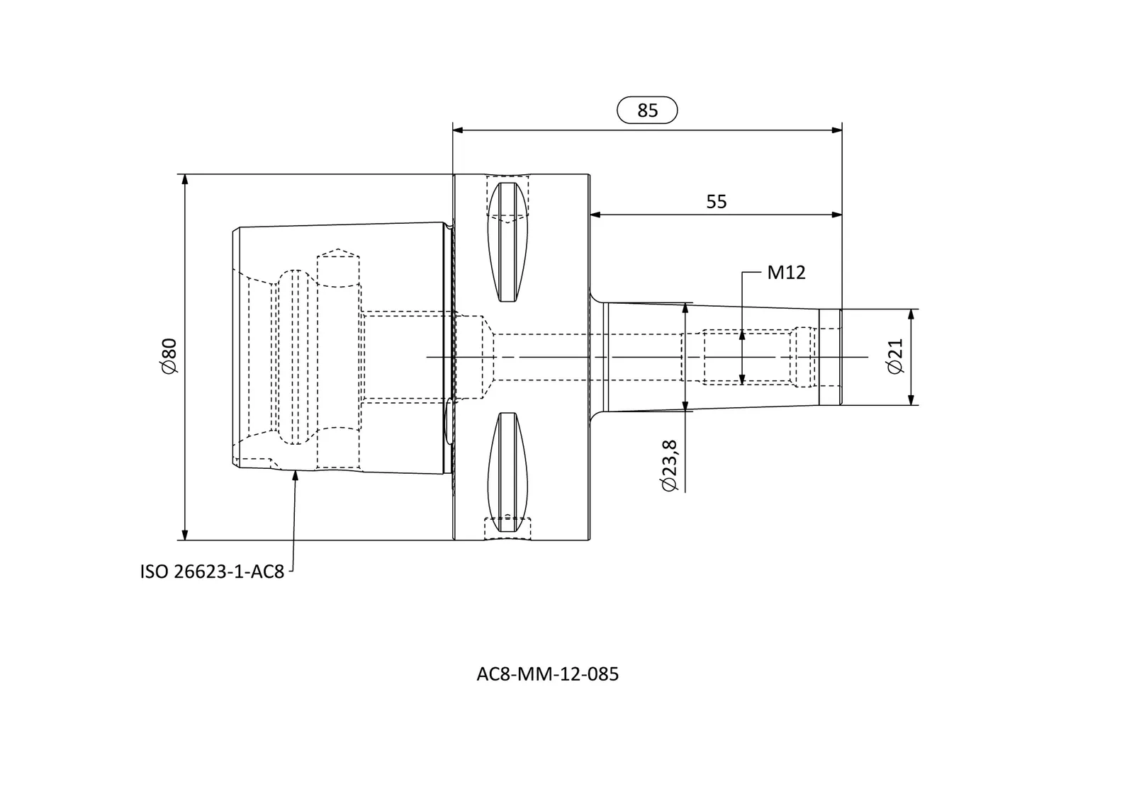AC8-MM-12-085 &mdash; dimensioned drawing
