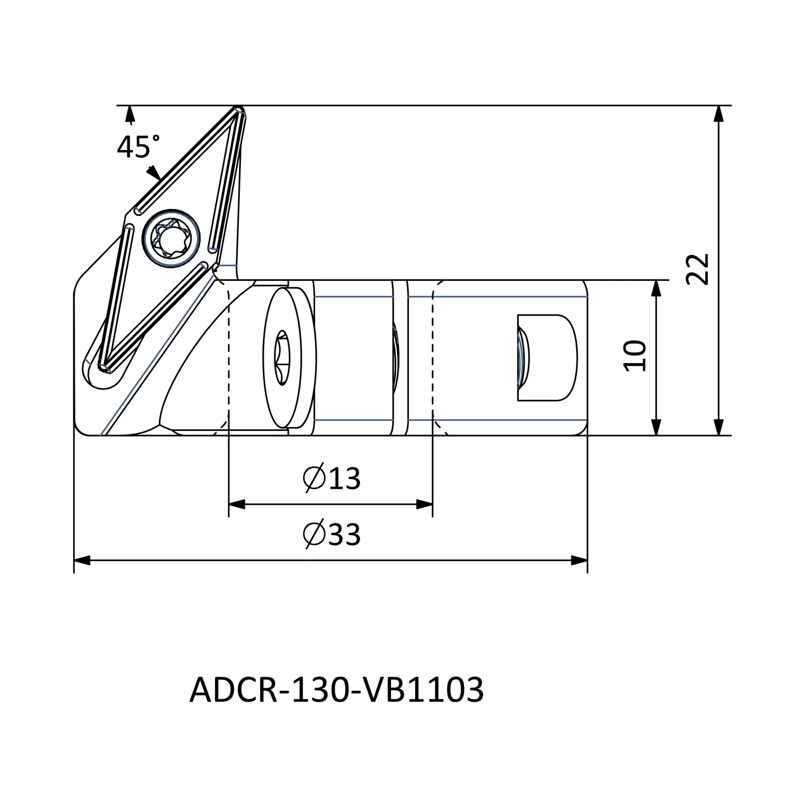 ADCR-130-VB1103 &mdash; dimensioned drawing