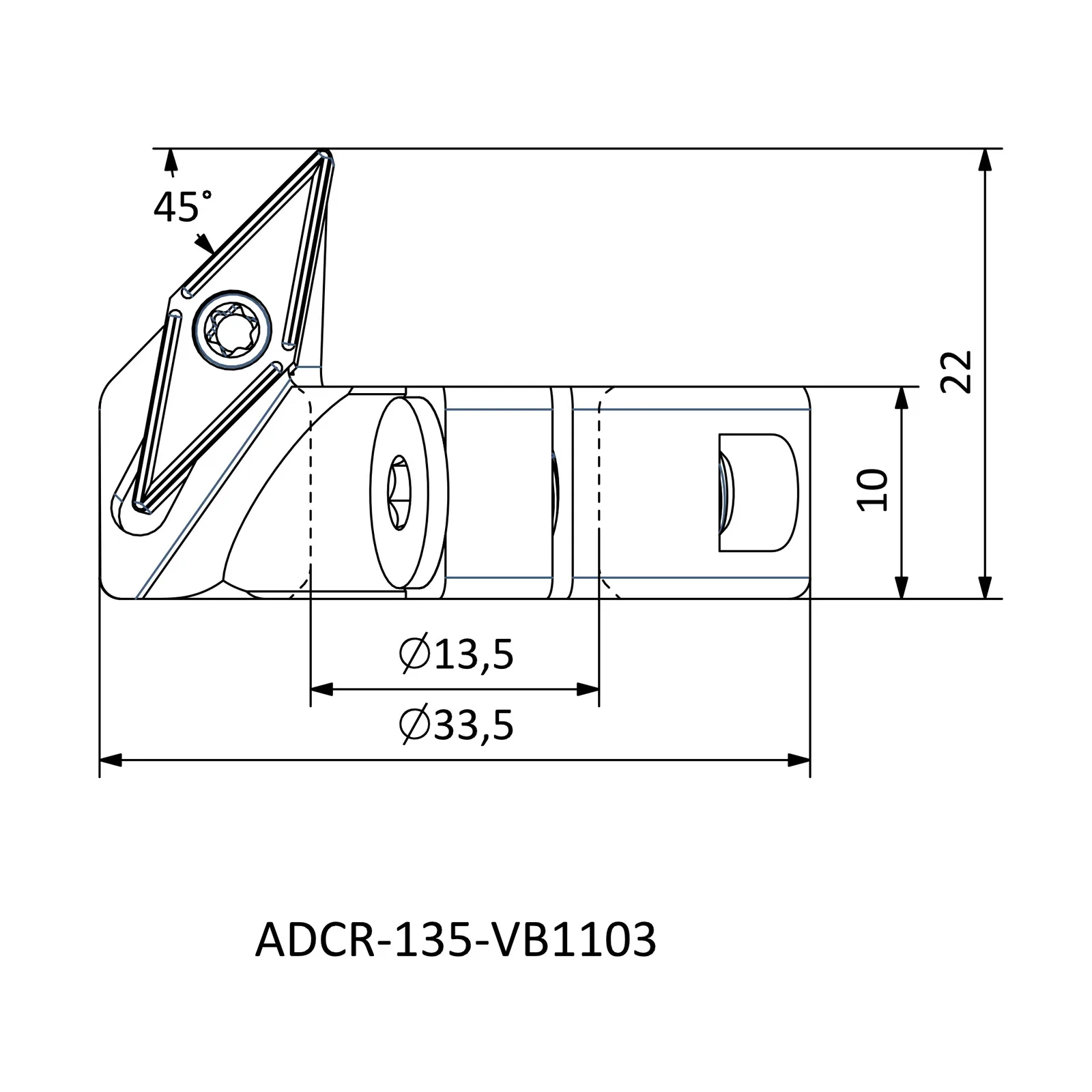 ADCR-135-VB1103 &mdash; dimensioned drawing