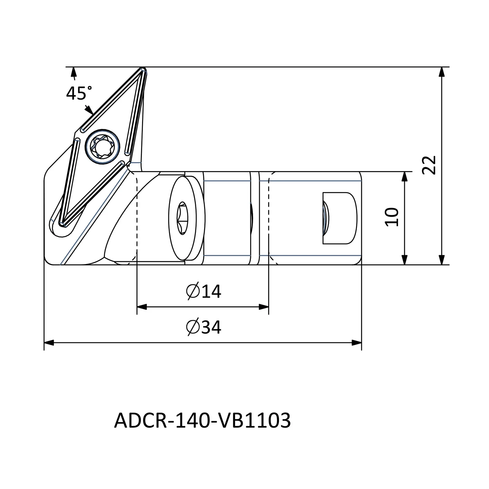 ADCR-140-VB1103 &mdash; dimensioned drawing