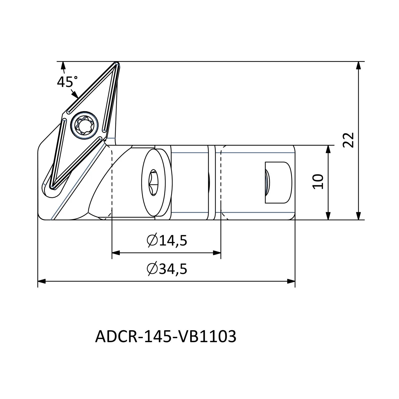 ADCR-145-VB1103 &mdash; dimensioned drawing
