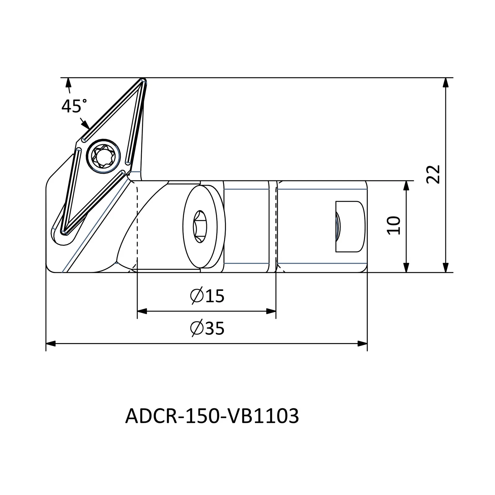 ADCR-150-VB1103 &mdash; dimensioned drawing