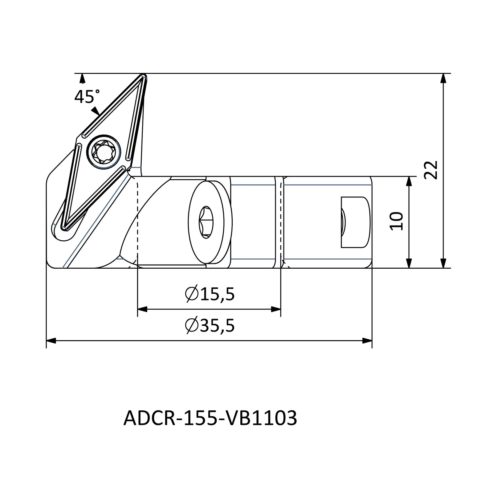 ADCR-155-VB1103 &mdash; dimensioned drawing