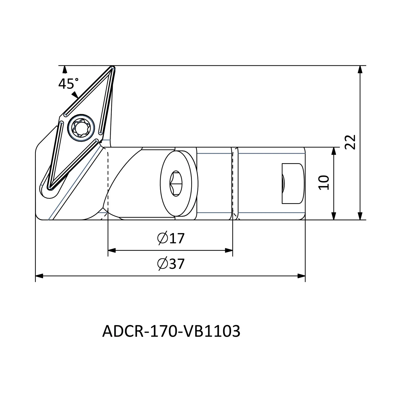 ADCR-170-VB1103 &mdash; dimensioned drawing
