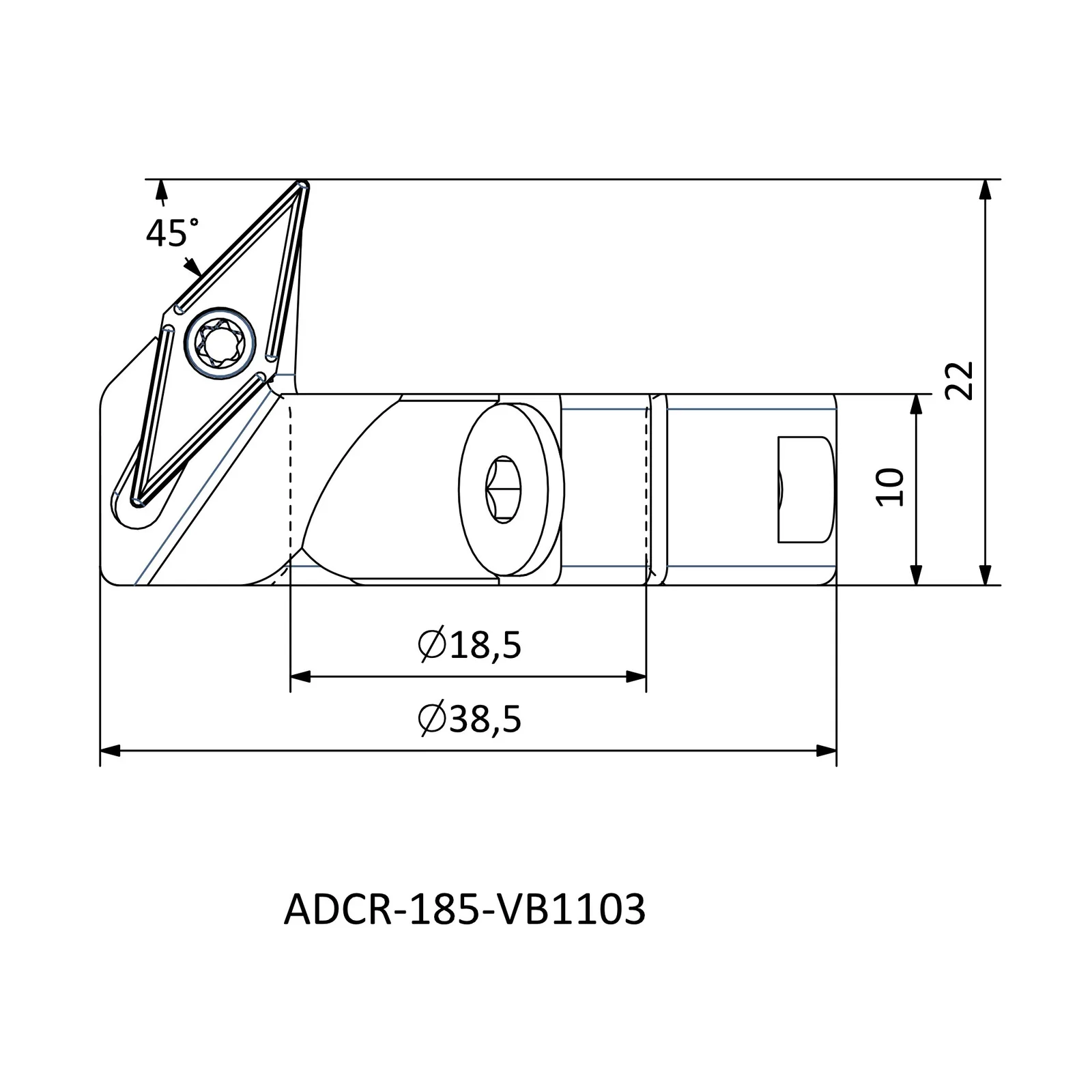 ADCR-185-VB1103 &mdash; dimensioned drawing