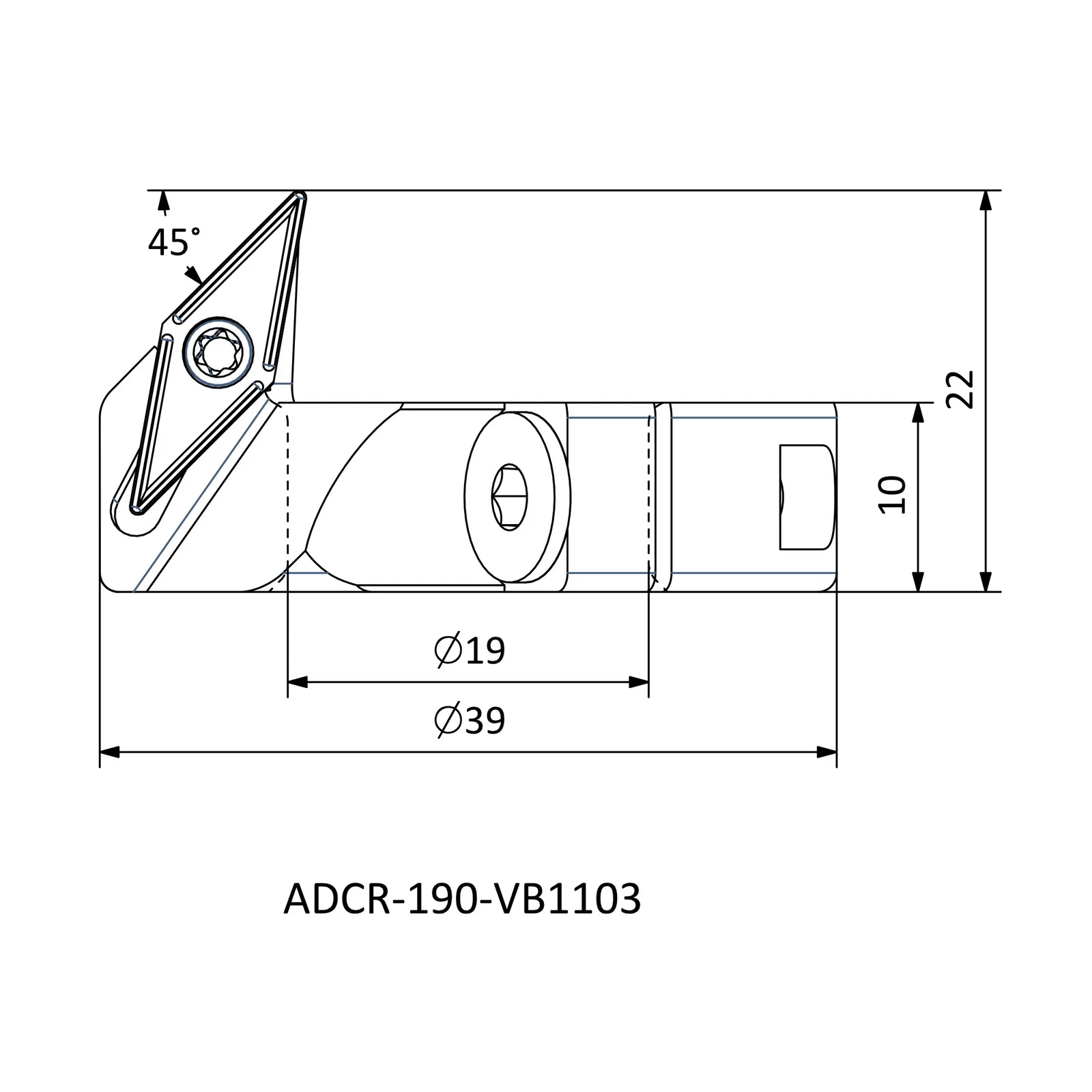 ADCR-190-VB1103 &mdash; dimensioned drawing