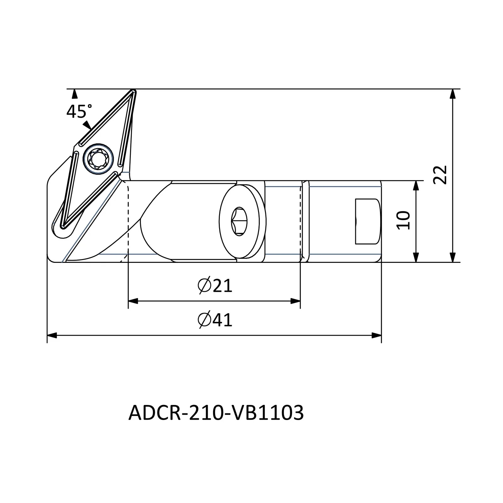 ADCR-210-VB1103 &mdash; dimensioned drawing