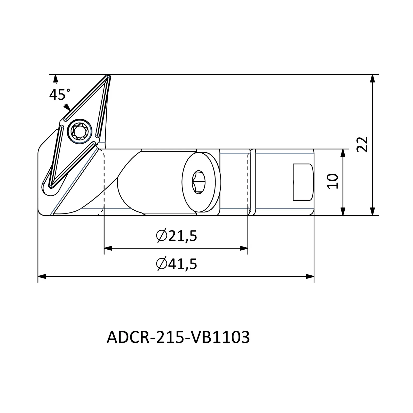 ADCR-215-VB1103 &mdash; dimensioned drawing