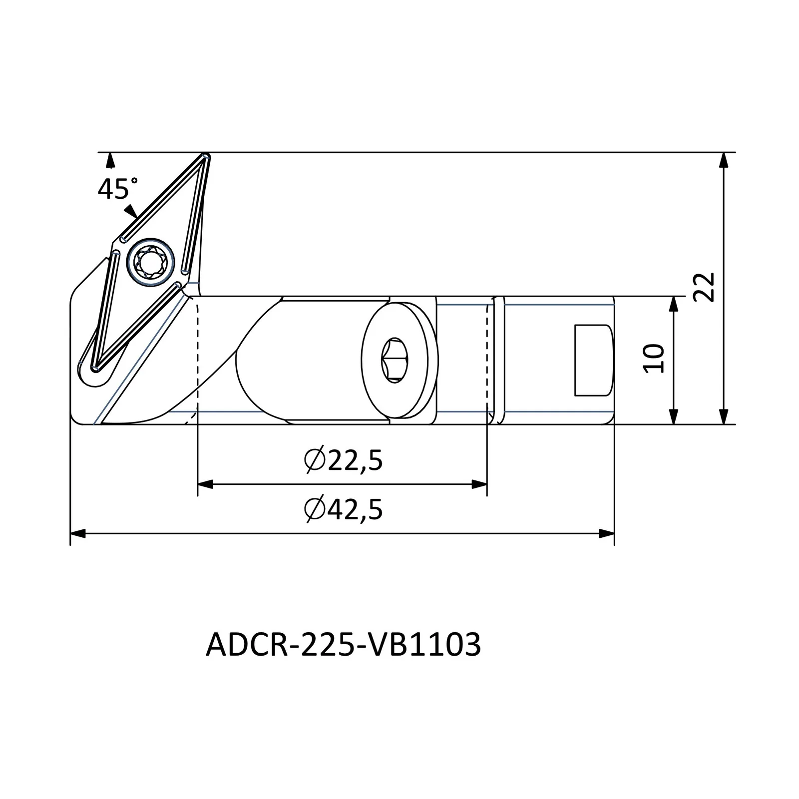 ADCR-225-VB1103 &mdash; dimensioned drawing