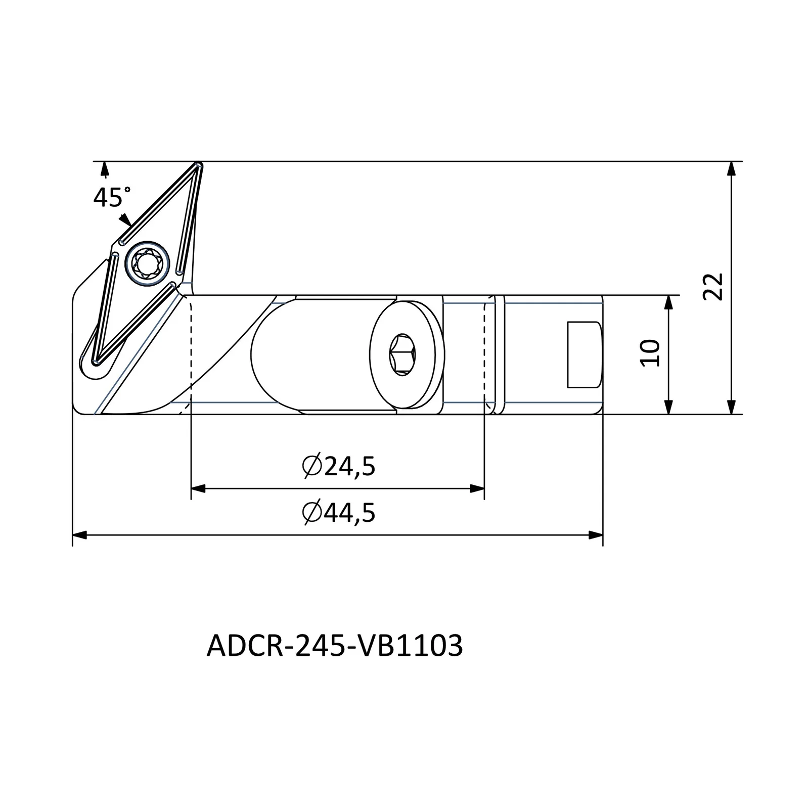 ADCR-245-VB1103 &mdash; dimensioned drawing