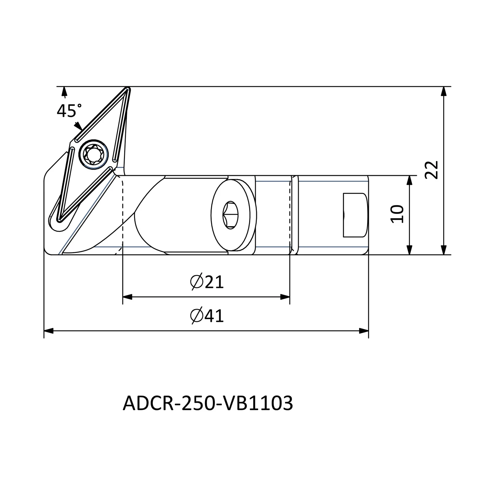 ADCR-250-VB1103 &mdash; dimensioned drawing