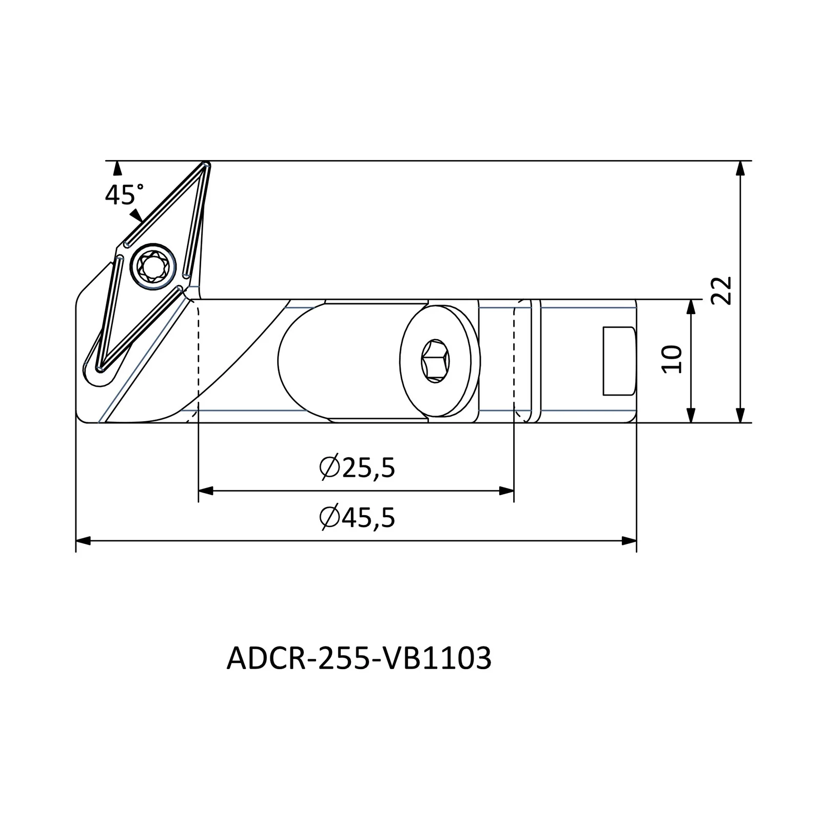 ADCR-255-VB1103 &mdash; dimensioned drawing