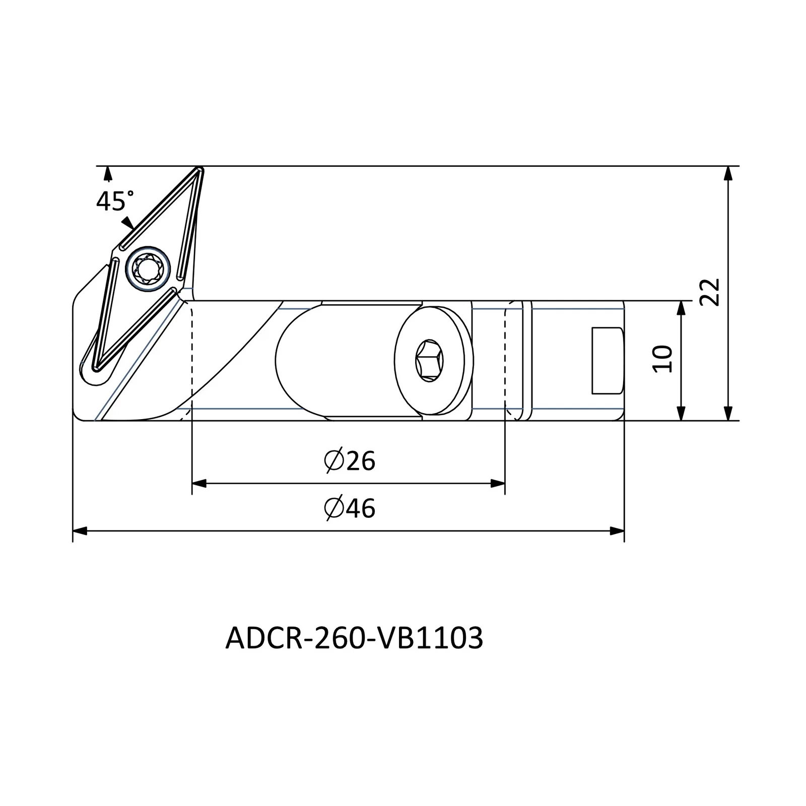 ADCR-260-VB1103 &mdash; dimensioned drawing