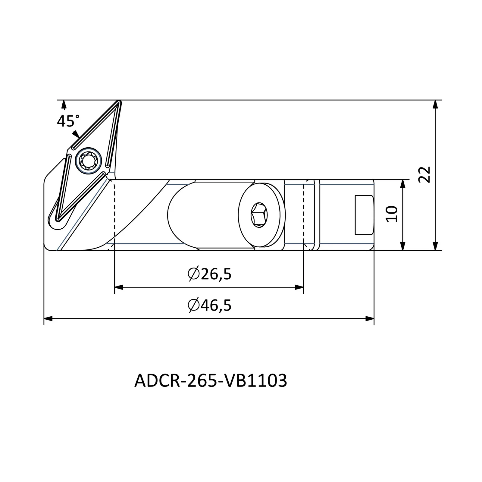 ADCR-265-VB1103 &mdash; dimensioned drawing