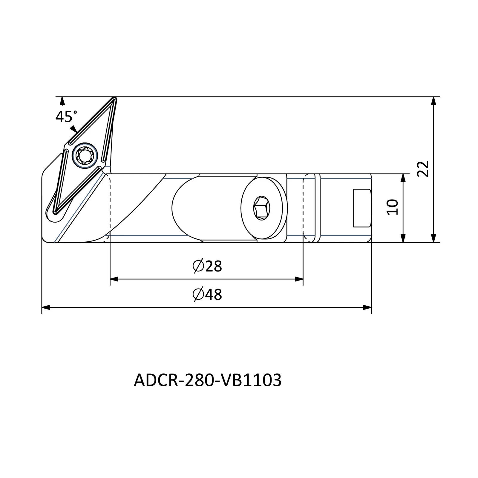 ADCR-280-VB1103 &mdash; dimensioned drawing